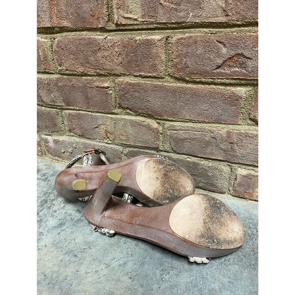 Coach Simona Cream Snakeskin Waxy Leather Heel Size 8 - Picture 7 of 10